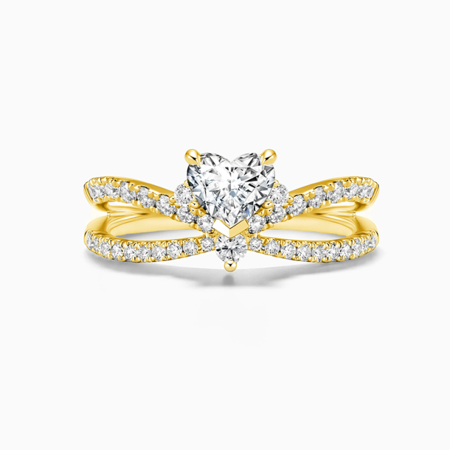 10K Gold Circular Shaped & Heart Shaped Moissanite Heart Wedding Ring-1