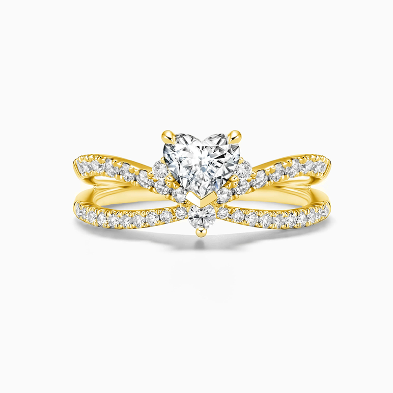 10K Gold Circular Shaped & Heart Shaped Moissanite Heart Wedding Ring