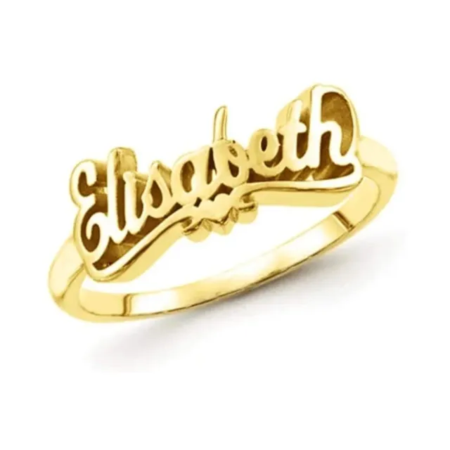Sterling Silver with Yellow Gold Plated Personalized Classic Name Ring-1