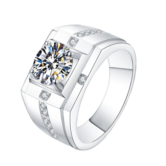 Bague de fiançailles moissanite de forme circulaire en argent sterling