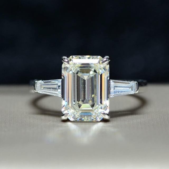 Sterling Silver Princess-square Shaped Moissanite Square Ring-3