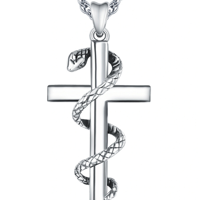 Sterling Silver Snake Pendant Necklace-1