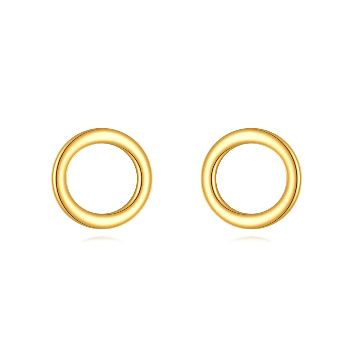 14K Gold Circle Stud Earrings-1