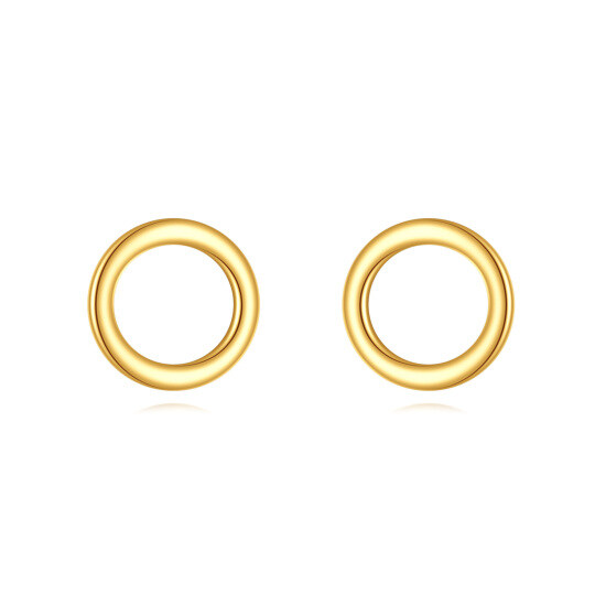 14K Gold Circle Stud Earrings