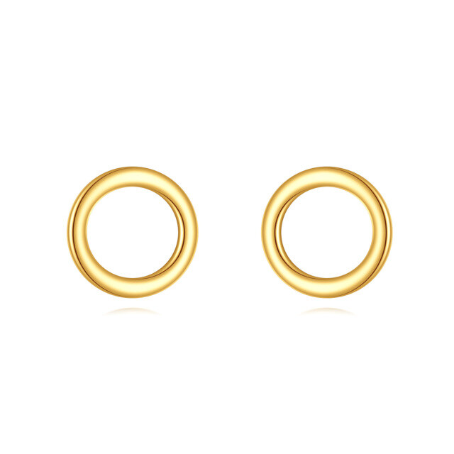 14K Gold Circle Stud Earrings-1