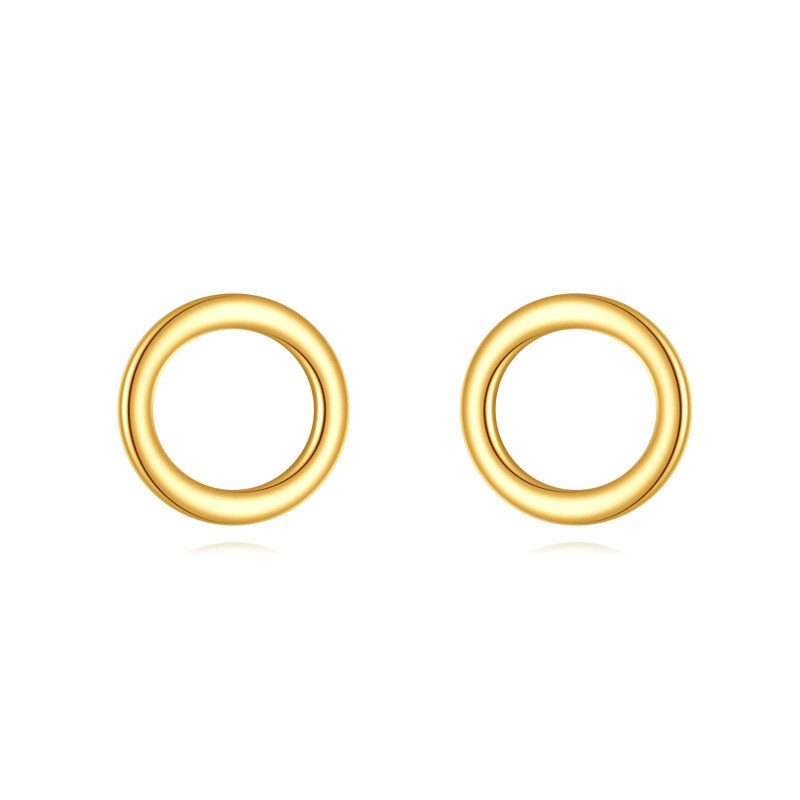 14K Gold Circle Stud Earrings