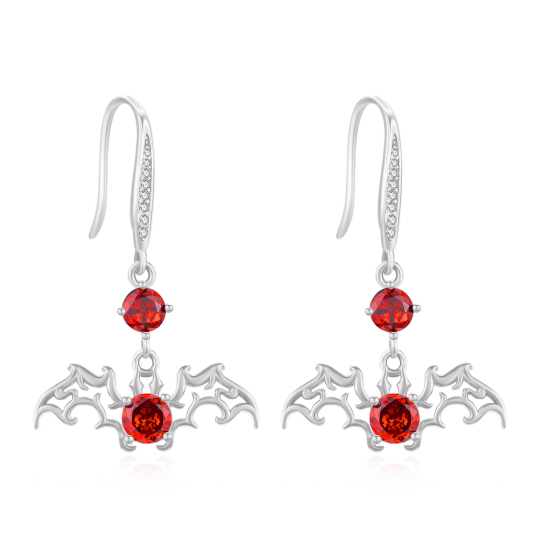 Boucles d'oreilles pendantes en argent sterling et oxyde de zirconium en forme de chauve-souris