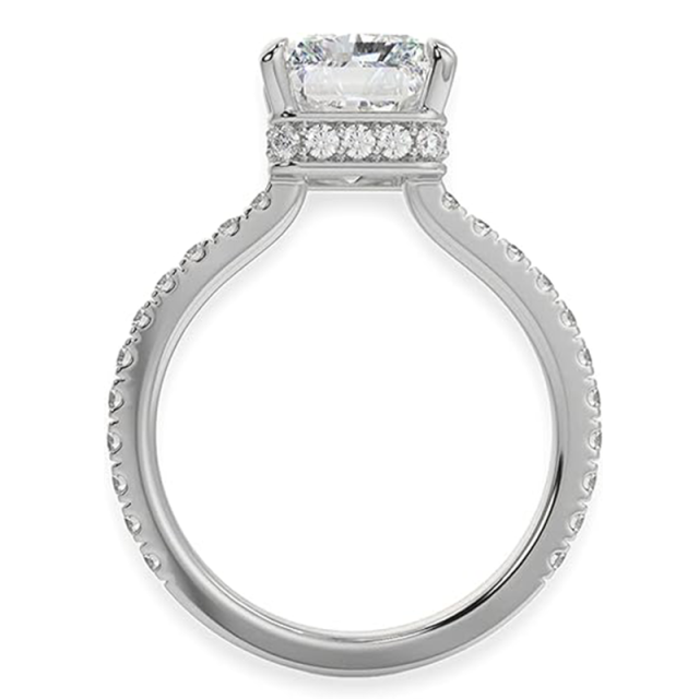 Anello di fidanzamento quadrato in moissanite a forma di principessa in argento sterling-4