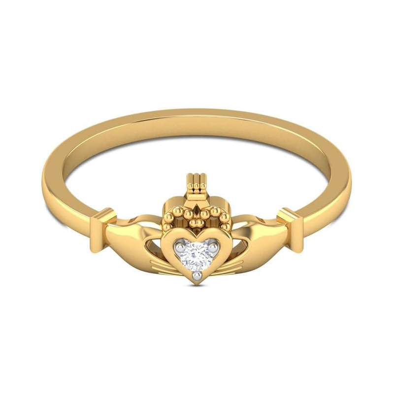 Sterling Silver with Yellow Gold Plated Circular Shaped Lab Created Diamond Heart Engagement Ring