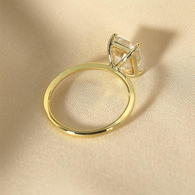 10K Gold Princess-square Shaped Moissanite Square Wedding Ring-3