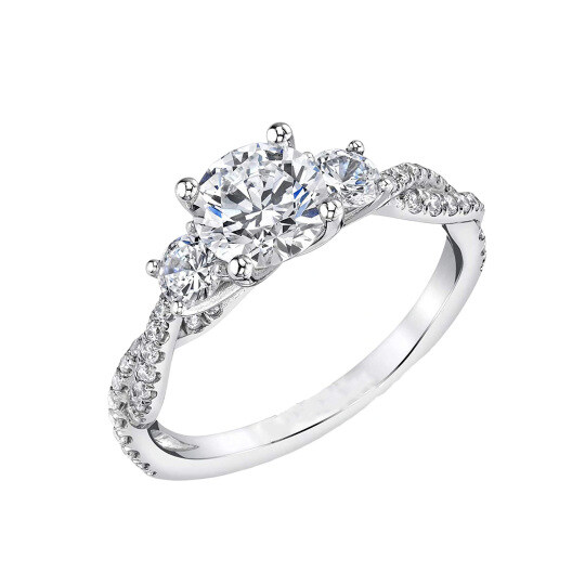 Sterling Silver Circular Shaped Moissanite Engagement Ring