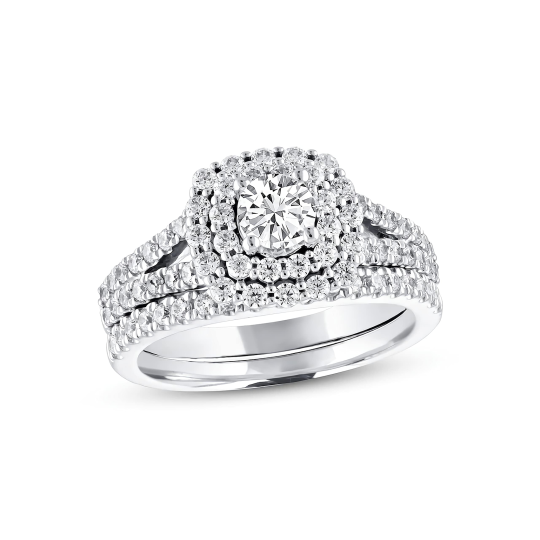 14K White Gold Circular Moissanite Wedding Ring