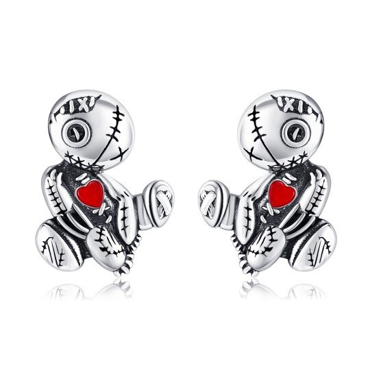 Boucles d'oreilles à tige en argent sterling avec poupées vaudou