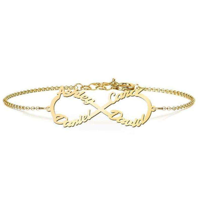 Pulsera con colgante con nombre clásico personalizado bañado en oro amarillo y plata de ley