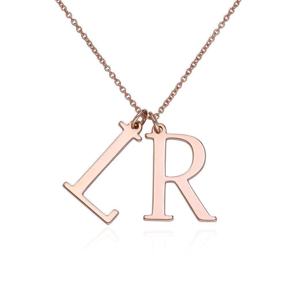 Collier avec pendentif lettre initiale personnalisée en or rose 10 carats-1