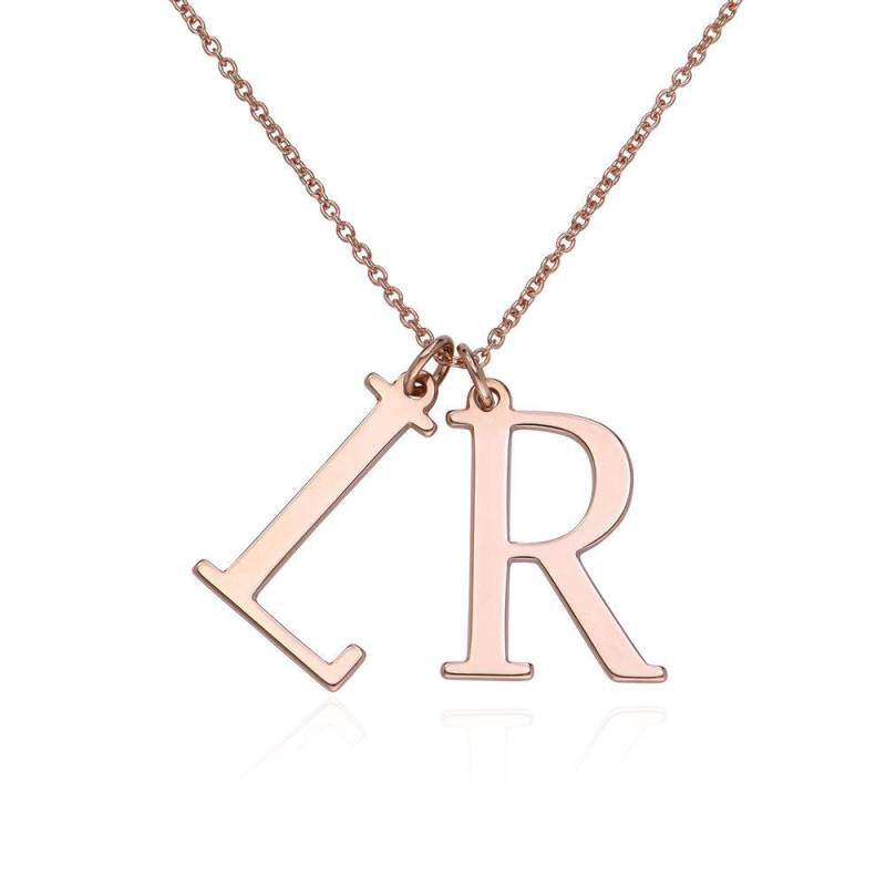 10K Rose Gold Personalized Initial Letter Pendant Necklace