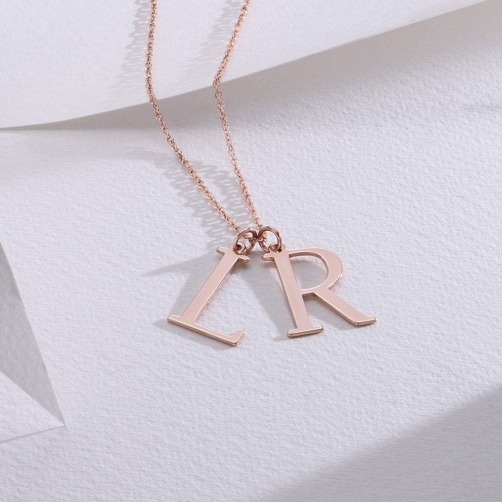 Collier avec pendentif lettre initiale personnalisée en or rose 10 carats-3