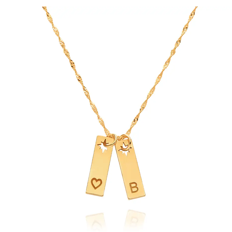 Collier avec pendentif lettre initiale personnalisée en vermeil doré pour femme-1