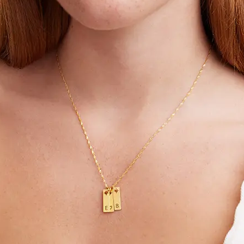 Gold Vermeail Personalized Initial Letter Pendant Necklace for Women-3