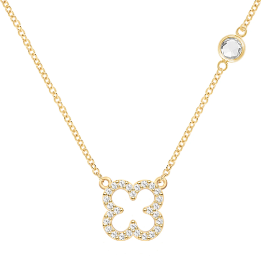 Gold Vermeil Cubic Zirconia Personalized Birthstone Flowers Necklace for Women