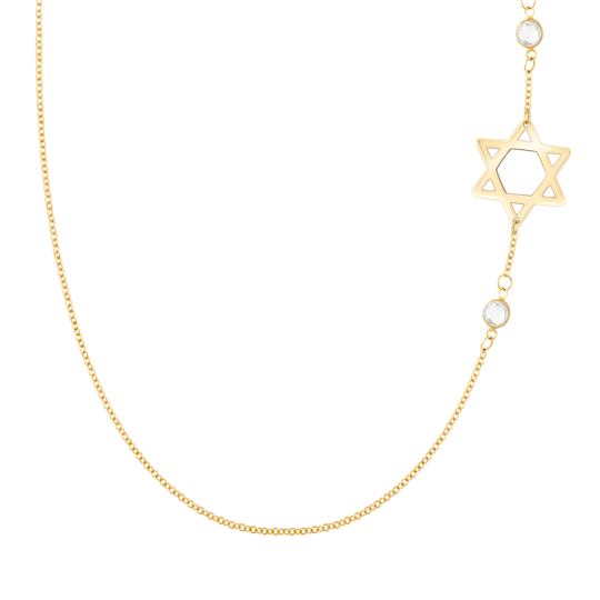 Gold Vermeil Personalized Birthstone & Star Of David Necklace for Women