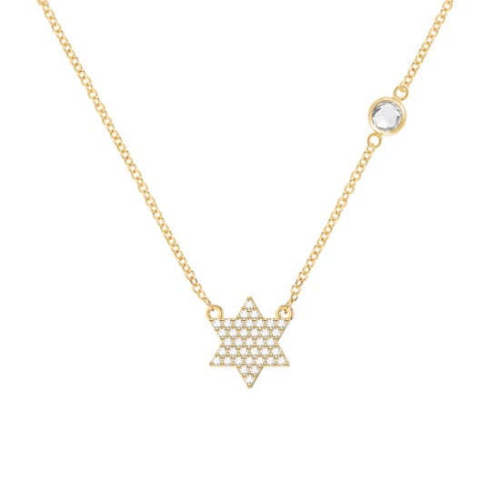 Gold Vermeil Personalized Birthstone Tetragrammaton Pentagram Necklace for Women