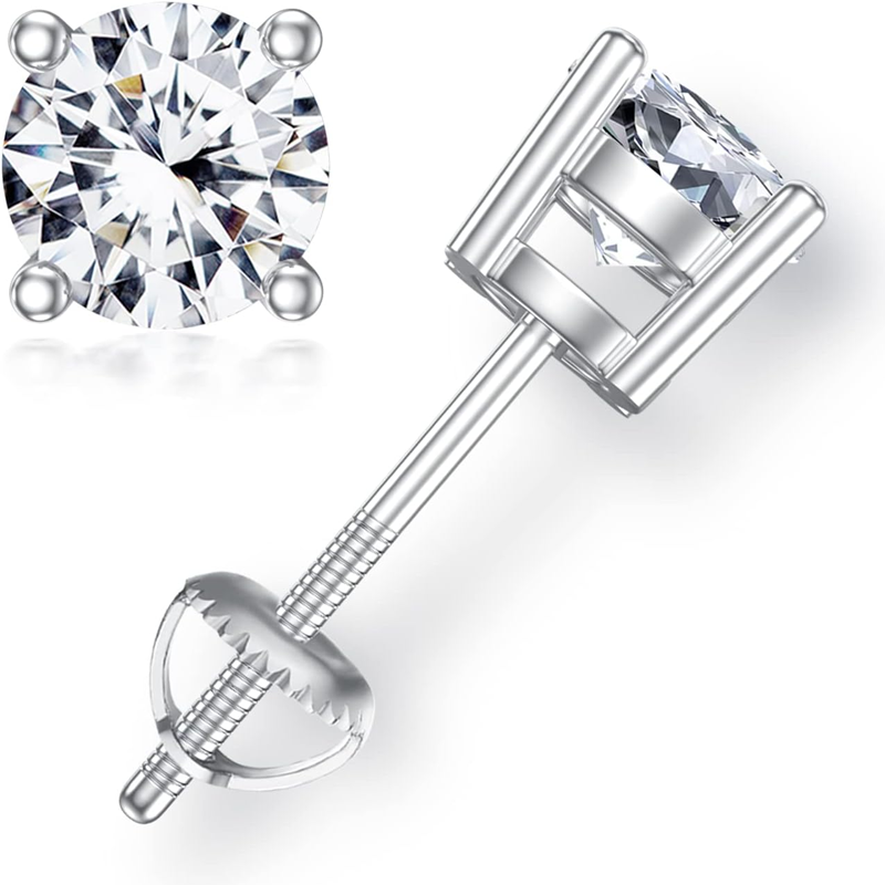 Lab Created Diamond Round Stud Earrings for Women-1