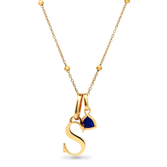 14K Gold Personalized Birthstone Initial Necklace for Women