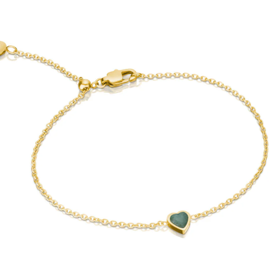 14K Gold Personalized Birthstone Heart Bracelet for Women