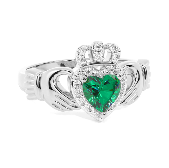 10K White Gold 1 to 5 CT Lab Created Gemstone & 0.25 CT Diamond Heart Cut Custom Anniversary Band