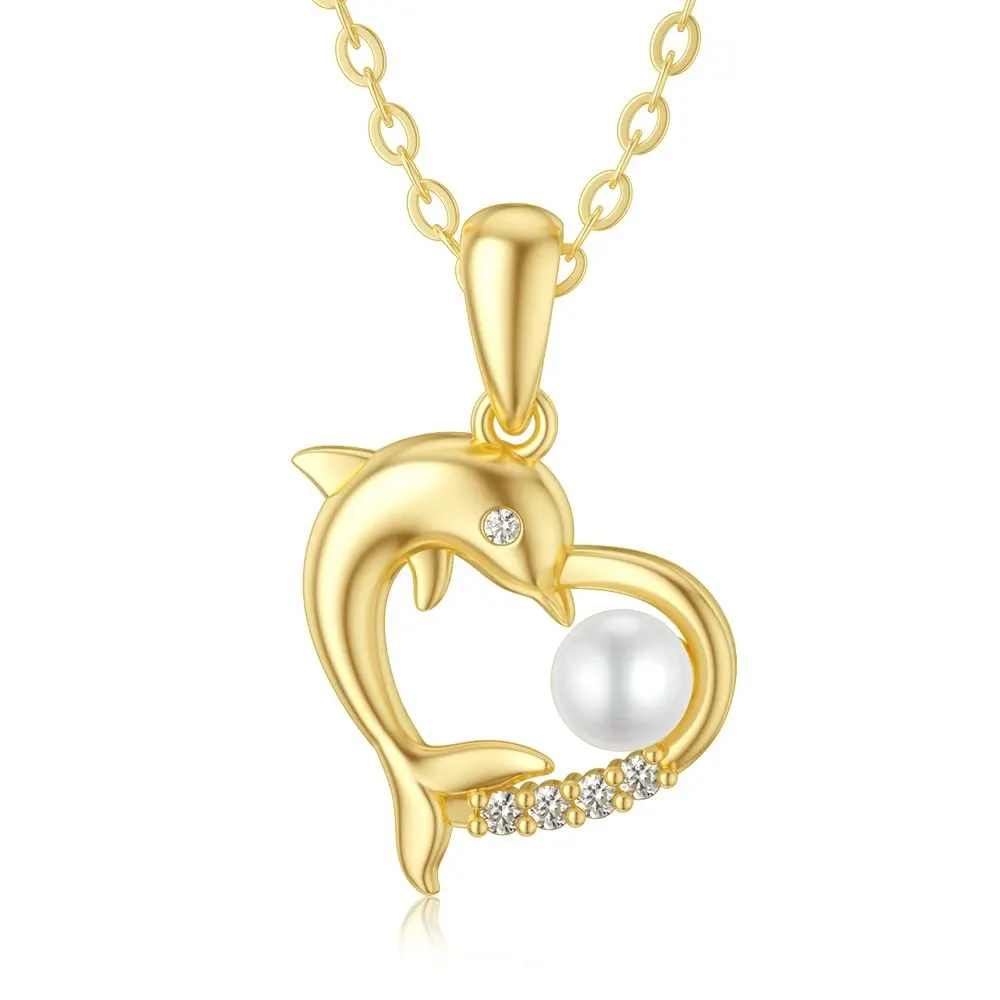 Collana Oro 9K (375) Con Ciondolo Infinito E Cuore In Zirconi - Regalo Per Lei