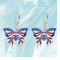 wholesale 925 Sterling Silver Blue American Flag Butterfly Drop Earrings For Women-0-8