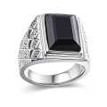 wholesale S925 Sterling Silver Black Onyx Men's Signet Ring for Wedding-0-0