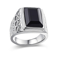 wholesale S925 Sterling Silver Black Onyx Men's Signet Ring for Wedding-US # 4