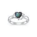 wholesale 925 Sterling Silver Heart Labradorite Ring With Cubic Zirconia Side Stones For Women-0-0