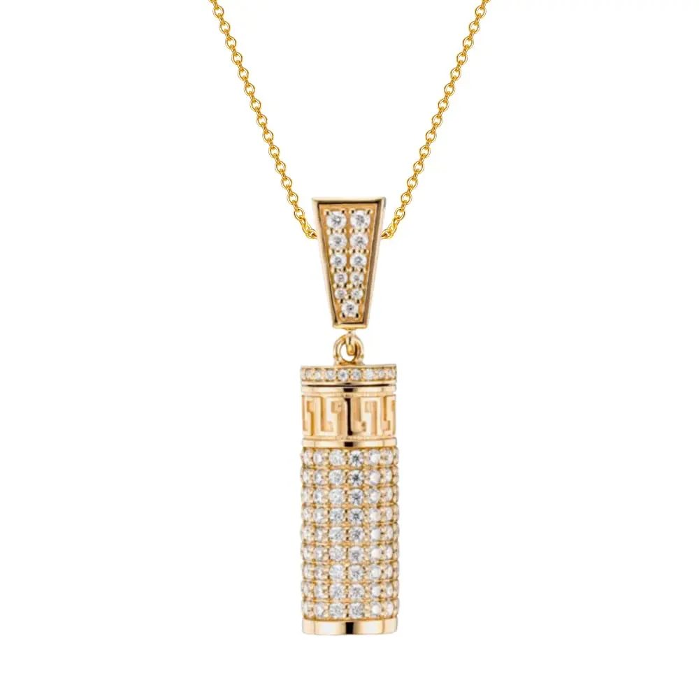 18K Gold Circular Moissanite Urn Necklace for Ashes-2