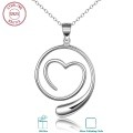 wholesale 925 Sterling Silver Swirl Heart Pendant Necklace With Chain For Women-0-0