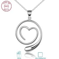 wholesale 925 Sterling Silver Swirl Heart Pendant Necklace With Chain For Women-