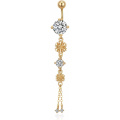 wholesale 14k Gold Dangle Belly Rings Wholesale With Snowflake And Crystal Charms-0-0