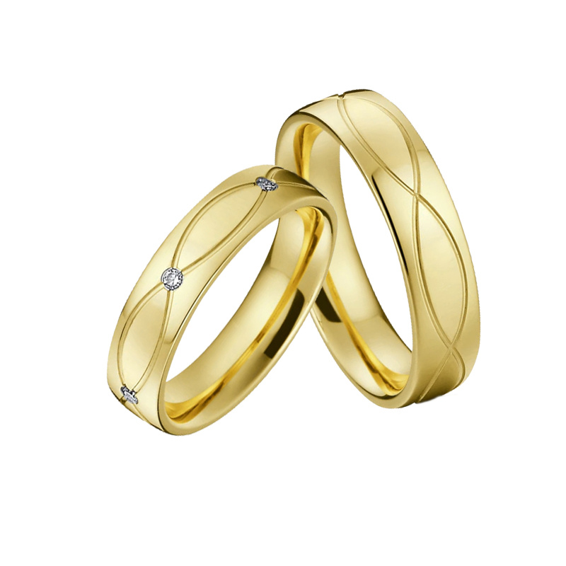 10K Gold Round Cut Laboratory Diamonds Custom Couple Rings D Color-2