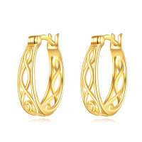wholesale 925 Sterling Silver Celtic Knot Hoop Earrings Wholesale Pair-Gold Plated 