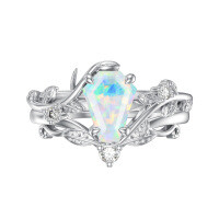 wholesale S925 Sterling Silver Ring Set with Opal and Diamond-US # 4