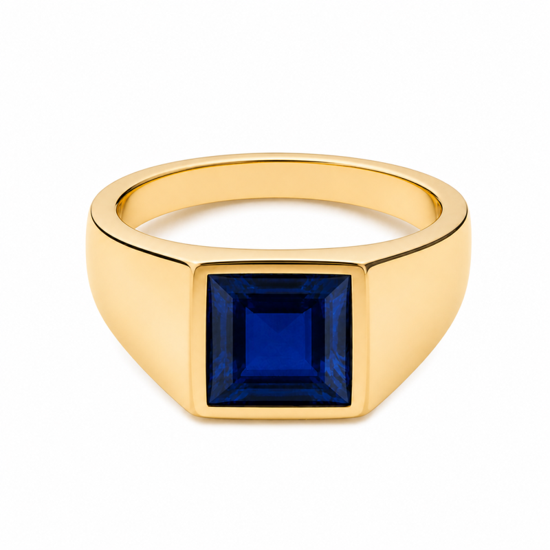14-Karat-Gold-Geburtssteinsignetring für Herren-15