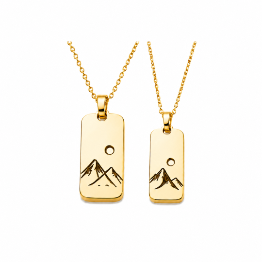 10K Gold Mountains Pendant Necklace for Men
