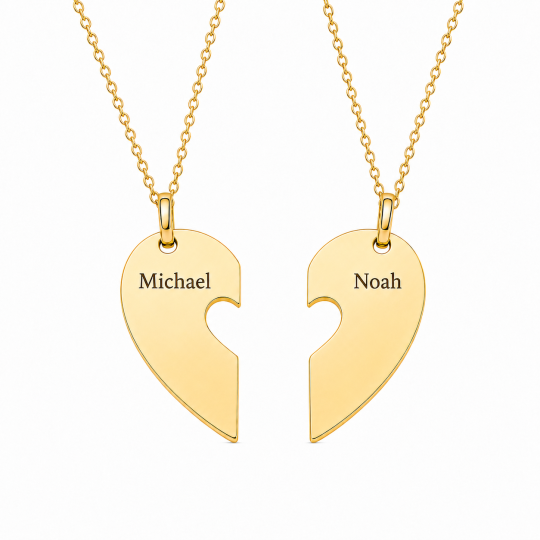Collar con colgante de corazón en oro de 14 quilates para pareja, padres e hijos