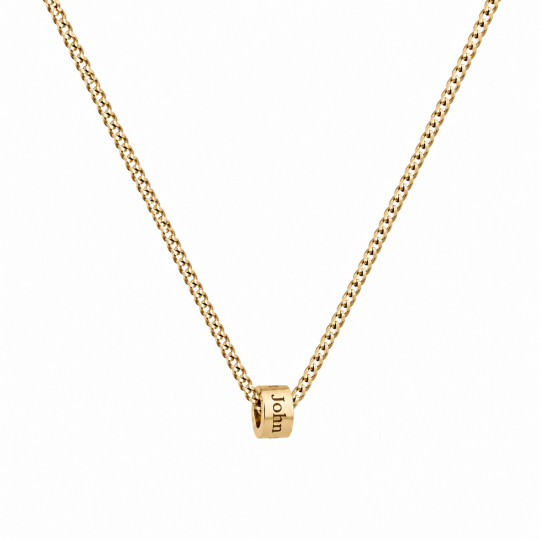 10K Gold Engravable Pendant Necklace for Men with Curb Link Chain