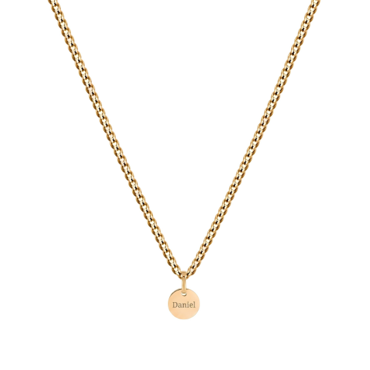 10K Gold Personalized Coin Necklace with Curb Chain