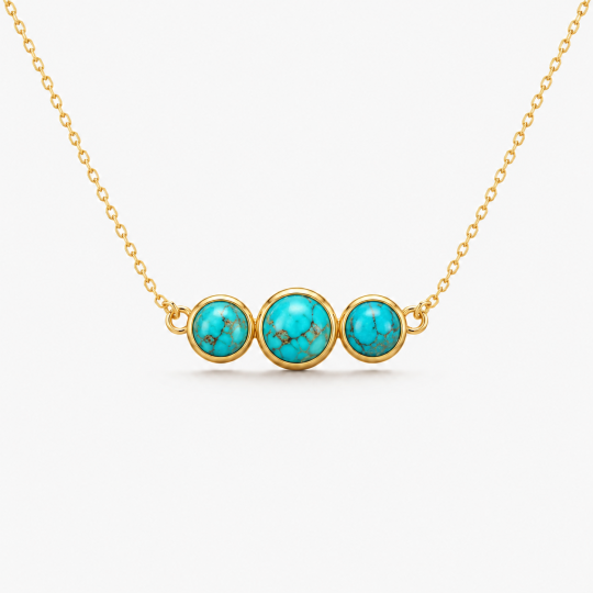 10K Gold Turquoise Pendant Necklace