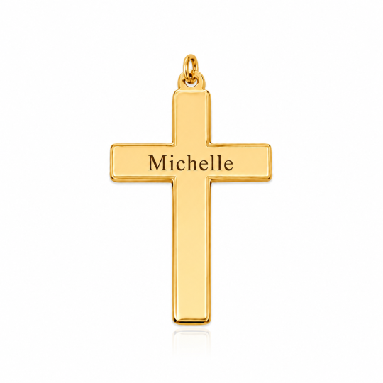 10K Gold Engravable Cross Charms for Men