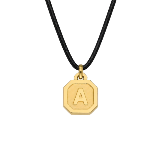 10K Gold Personalized Initial Letter Necklace for Men